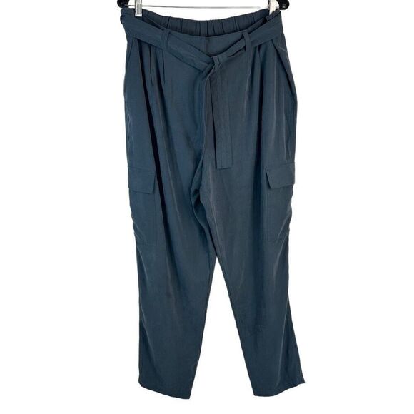 Nine West Teal Gray Tapered Leg Casual Cargo Pants w Self Tie Waist Womens XL - Picture 1 of 10